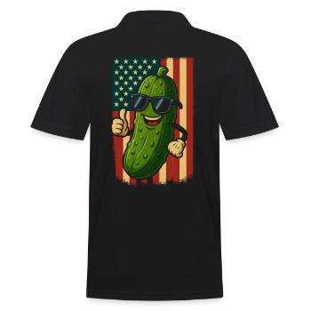 USA Patriotische Gurke Mit Sonnenbrille - Männer Poloshirt - Schwarz - Hinten - Kai (181cm)