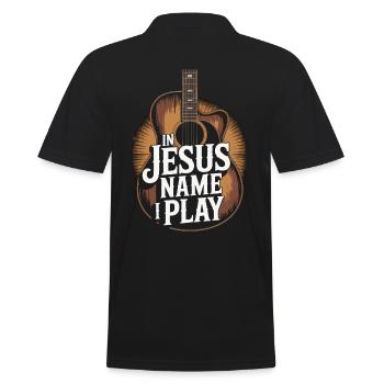 Au nom de Jésus, je joue de la guitare - Polo Homme - noir - Dos - Kai (181cm)