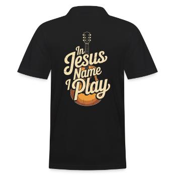 Au nom de Jésus, je joue de la guitare - Polo Homme - noir - Dos - Kai (181cm)