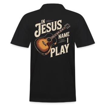 Au nom de Jésus, je joue de la guitare - Polo Homme - noir - Dos - Kai (181cm)