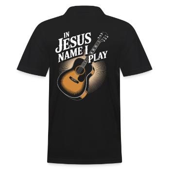 Au nom de Jésus, je joue de la guitare - Polo Homme - noir - Dos - Kai (181cm)