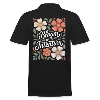 Bloom On Purpose Boho Flowers Vintage - Men's Polo Shirt - black - Back - Kai (181cm)