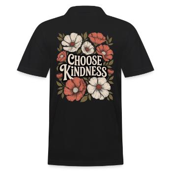 Choose Kindness Boho Flowers Vintage - Men's Polo Shirt - black - Back - Kai (181cm)