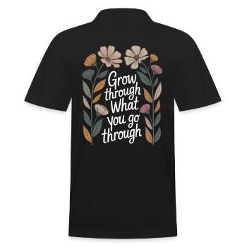Blumen Boho Inspirierendes Zitat Design Wachsen - Männer Poloshirt - Schwarz - Hinten - Kai (181cm)
