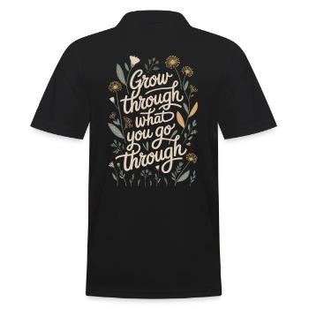 Grow Through What You're Going Through Boho Flower Vintage - Men's Polo Shirt - black - Back - Kai (181cm)