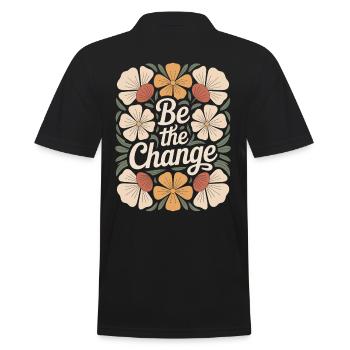 Boho Flower Vintage Motivational Quote Design Be the - Men's Polo Shirt - black - Back - Kai (181cm)