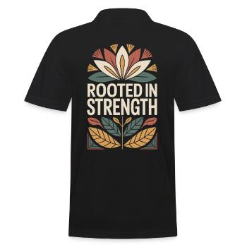 Flower Vintage Empowerment Quote Design: - Men's Polo Shirt - black - Back - Kai (181cm)