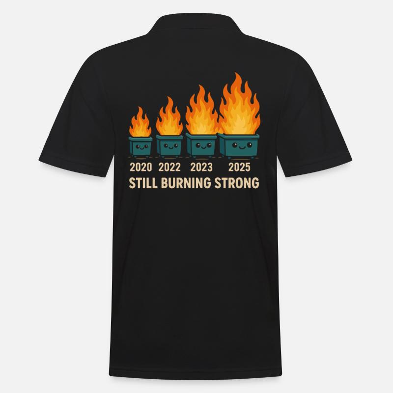 Dumpster Fire Humor - Men's Polo Shirt - black
