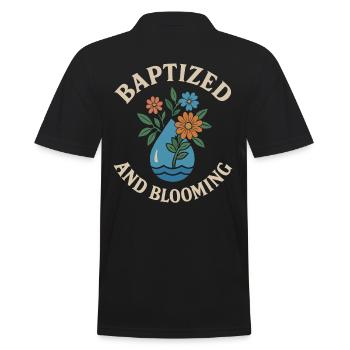 Getauft Und Erblühend Blumen Motiv - Männer Poloshirt - Schwarz - Hinten - Kai (181cm)
