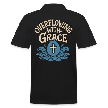 Overflowing Grace Baptism Inspiration - Men's Polo Shirt - black - Back - Kai (181cm)
