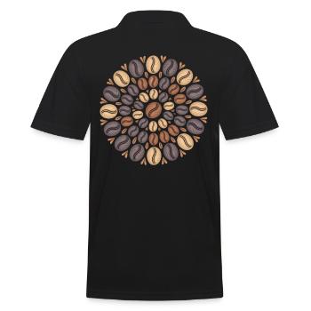 Coffee Boho Mandala Coffee Bean Pattern - Men's Polo Shirt - black - Back - Kai (181cm)