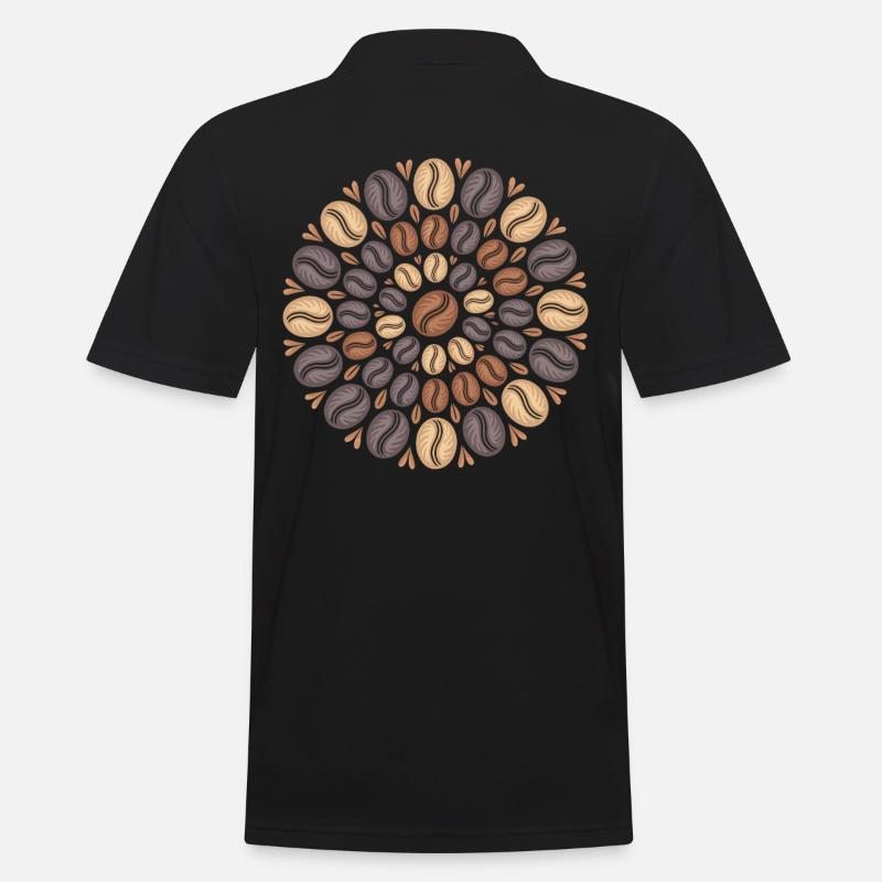Kaffee Boho Mandala Kaffeebohnen Muster - Männer Poloshirt - Schwarz