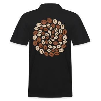 Kaffeebohnen Muster Kreis Liebhaber - Männer Poloshirt - Schwarz - Hinten - Kai (181cm)
