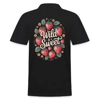 Strawberry Dream: Wild & Sweet - Men's Polo Shirt - black - Back - Kai (181cm)