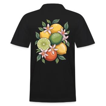 Fresh citrus fruits and flowers arrangement - Men's Polo Shirt - black - Back - Kai (181cm)
