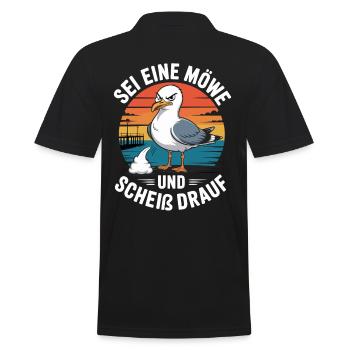 Sei Eine Möwe und Scheiß drauf - Männer Poloshirt - Schwarz - Hinten - Kai (181cm)