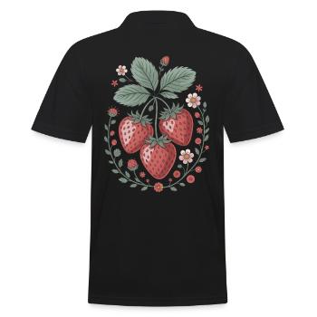 Fraises gaies avec décoration florale - Polo Homme - noir - Dos - Kai (181cm)