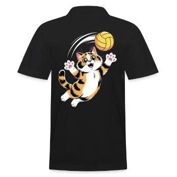 Chat joueur avec volley-ball - Polo Homme - noir - Dos - Kai (181cm)