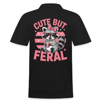 Waschbär Süß Aber Wild Herzbrille - Männer Poloshirt - Schwarz - Hinten - Kai (181cm)