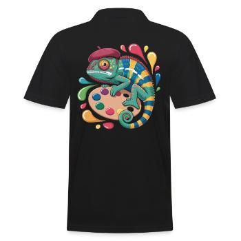 Artist chameleon with palette for creative minds - Men's Polo Shirt - black - Back - Kai (181cm)