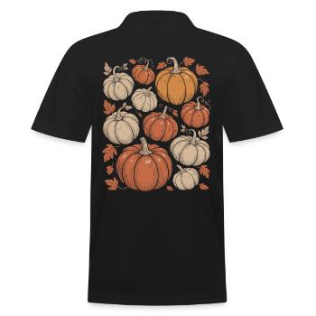 Herbstliche Kürbisse Und Blätter Illustration - Männer Poloshirt - Schwarz - Hinten - Kai (181cm)