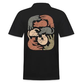 Entspannte Boho Katze Muster - Männer Poloshirt - Schwarz - Hinten - Kai (181cm)
