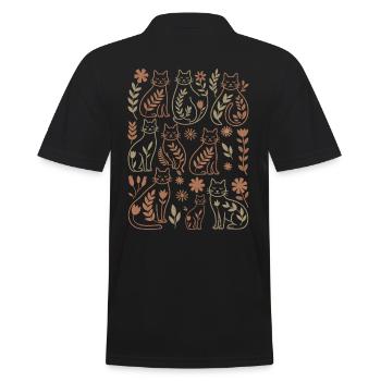 Chats avec de douces fleurs bohèmes - Polo Homme - noir - Dos - Kai (181cm)