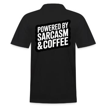 Powered By Sarcasm & Coffee Funny Sayings for - Men's Polo Shirt - black - Back - Kai (181cm)