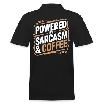 Powered By Sarcasm & Coffee Statement for - Men's Polo Shirt - black - Back - Kai (181cm)