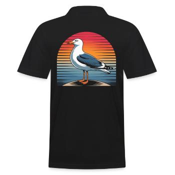 Seagull Retro Sunset Beach Vibes Nature - Men's Polo Shirt - black - Back - Kai (181cm)