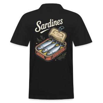 Retro Sardinen Vintage Fisch Grafik Dosenfisch - Männer Poloshirt - Schwarz - Hinten - Kai (181cm)