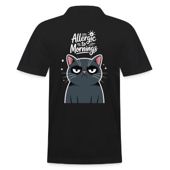 Allergique aux matins Chat Drôle Humoristique - Polo Homme - noir - Dos - Kai (181cm)