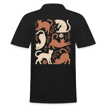 Boho Chats Et Fleurs Motif Magique - Polo Homme - noir - Dos - Kai (181cm)
