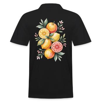 Lemons and Oranges Artwork - Men's Polo Shirt - black - Back - Kai (181cm)