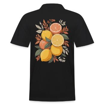 Boho Zitrusfrüchte Kunst für Naturliebhaber - Männer Poloshirt - Schwarz - Hinten - Kai (181cm)
