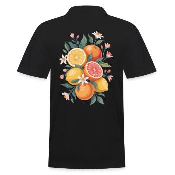 Boho style with citrus fruits and flowers - Men's Polo Shirt - black - Back - Kai (181cm)