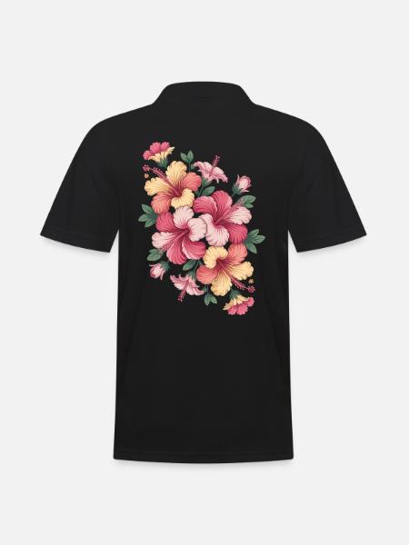 Hibiscus Boho Flower Dreamy Design - Men's Polo Shirt - black