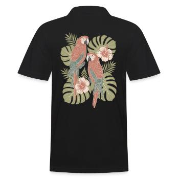 Perroquet oiseau Boho Floral Exotique Fleurs - Polo Homme - noir - Dos - Kai (181cm)