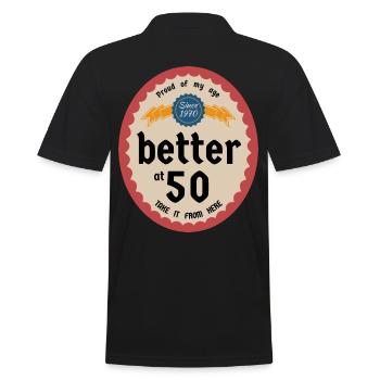 Better at 50 - Men's Polo Shirt - black - Back - Kai (181cm)