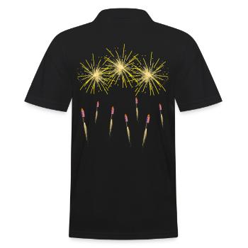 Feuerwerk und Raketen - Männer Poloshirt - Schwarz - Hinten - Kai (181cm)