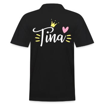 Tina Name Krone - Männer Poloshirt - Schwarz - Hinten - Kai (181cm)