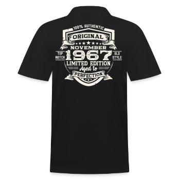 Original November 1967 55th birthday gift - Men's Polo Shirt - black - Back - Kai (181cm)