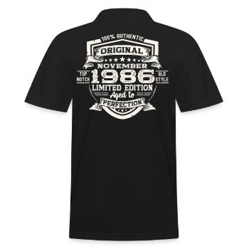Original novembre 1986 Cadeau du 36e anniversaire - Polo Homme - noir - Dos - Kai (181cm)