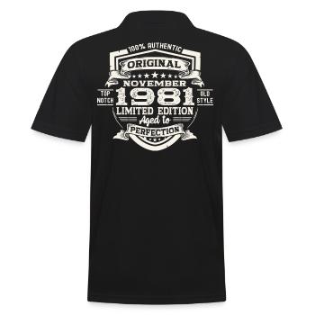 Original November 1981 41st birthday gift - Men's Polo Shirt - black - Back - Kai (181cm)