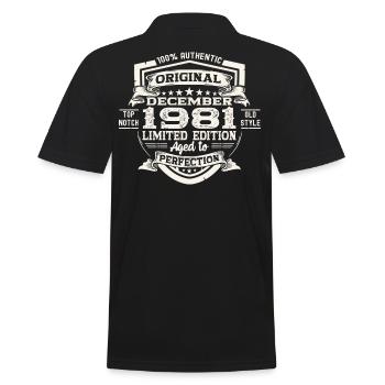 Original December 1981 41st birthday gift - Men's Polo Shirt - black - Back - Kai (181cm)