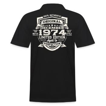 Original December 1974 48th birthday gift - Men's Polo Shirt - black - Back - Kai (181cm)
