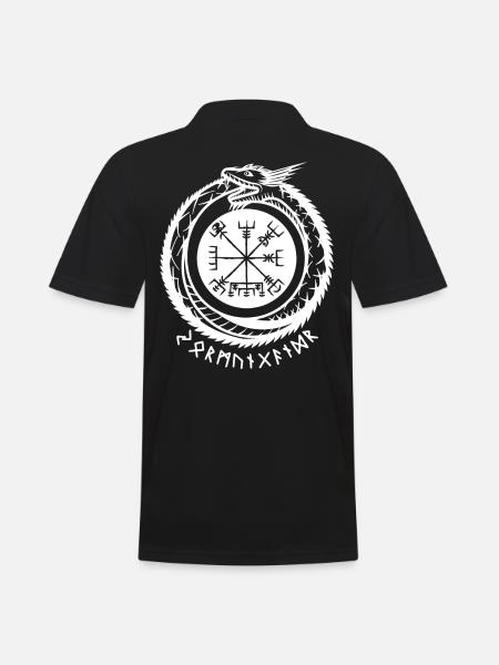 Jörmungandr with Viking compass - Men's Polo Shirt - black
