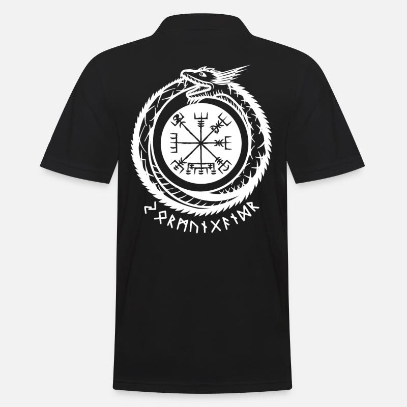 Jörmungandr mit Wikinger Kompass - Männer Poloshirt - Schwarz