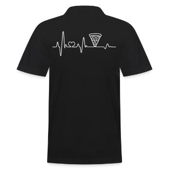 Pizza Salami Herzschlag Pizzeria Fast Food EKG - Männer Poloshirt - Schwarz - Hinten - Kai (181cm)