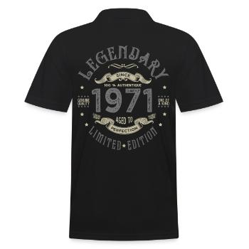 1971 Anniversary legendary since 1971 - Men's Polo Shirt - black - Back - Kai (181cm)